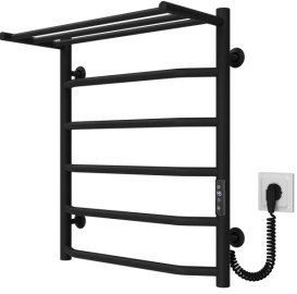 Електрична сушарка для рушників Deffi Трапеція з полицею П6 500х600 правильне підключення JD03 чорний C.TP.60.50.6.E.B.R.1