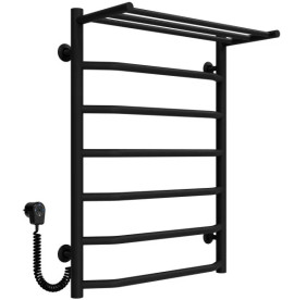 Электрический полотенцесушитель Deffi Трапеция с полкой П7 500х700 левое подключение черный C.TP.60.50.5.E.B.L.5