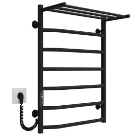 Електрична сушарка для рушників Deffi Трапеція з полицею П7 500х700 ліве підключення JD03 чорний C.TP.70.50.7.E.B.L.1