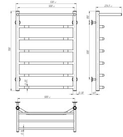 Электрический полотенцесушитель Deffi Трапеция с полкой П7 500х700 правое подключение JD03 хром C.TP.70.50.7.E.C.R.1