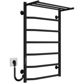 Електрична сушарка для рушників Deffi Трапеція з полицею П7 500х800 ліве підключення JD04 чорний C.TP.80.50.7.E.B.L.2