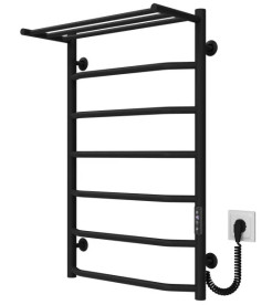 Электрический полотенцесушитель Deffi Трапеция с полкой П7 500х800 правое подключение JD04 черный C.TP.80.50.7.E.B.R.2