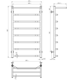 Электрический полотенцесушитель Deffi Трапеция с полкой П8 500х900 левое подключение хром C.TP.90.50.8.E.C.L.5