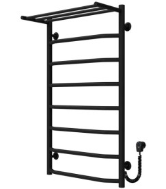 Электрический полотенцесушитель Deffi Трапеция с полкой П8 500х900 правое подключение черный C.TP.90.50.8.E.B.R.5