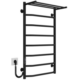 Електрична сушарка для рушників Deffi Трапеція з полицею П8 500х900 ліве підключення JD03 чорний C.TP.90.50.8.E.B.L.1