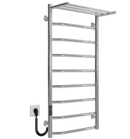 Электрический полотенцесушитель Deffi Трапеция с полкой П9 500х1000 левое подключение JD03 хром C.TP.100.50.9.E.C.L.1