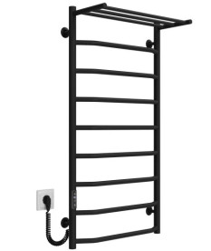 Електрична сушарка для рушників Deffi Трапеція з полицею П9 500х1000 ліве підключення JD03 чорний C.TP.100.50.9.E.B.L.1