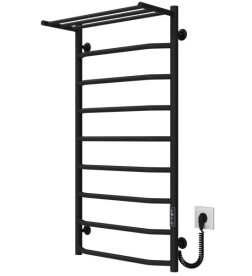 Электрический полотенцесушитель Deffi Трапеция с полкой П9 500х1000 правое подключение JD03 черный C.TP.100.50.9.E.B.R.1