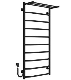 Електрична сушарка для рушників Deffi Трапеція з полицею П10 500х1100 ліве підключення чорний C.TP.110.50.10.E.B.L.5