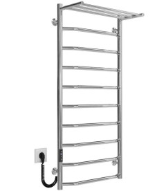 Електрична сушарка для рушників Deffi Трапеція з полицею П10 500х1100 ліве підключення JD03 хром C.TP.110.50.10.E.C.L.1