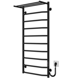 Электрический полотенцесушитель Deffi Трапеция с полкой П10 500х1100 правое подключение JD03 черный C.TP.110.50.10.E.B.R.1