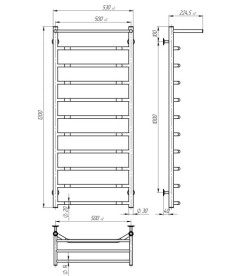 Электрический полотенцесушитель Deffi Трапеция с полкой П11 500х1200 левое подключение белый C.TP.120.50.11.E.W.L.5