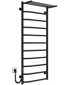 Електрична сушарка для рушників Deffi Трапеція з полицею П11 500х1200 ліве підключення JD03 чорний C.TP.120.50.11.E.B.L.1