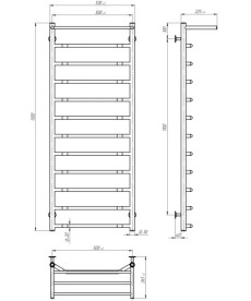 Электрический полотенцесушитель Deffi Трапеция с полкой П12 500х1300 левое подключение белый C.TP.130.50.12.E.W.L.5