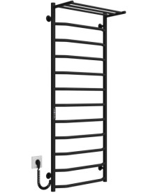 Электрический полотенцесушитель Deffi Трапеция с полкой П12 500х1300 левое подключение JD03 черный C.TP.130.50.12.E.B.L.1