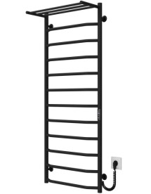 Електрична сушарка для рушників Deffi Трапеція з полицею П12 500х1300 праве підключення JD03 чорний C.TP.130.50.12.E.B.R.1