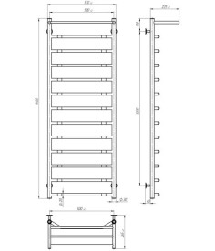 Електрична сушарка для рушників Deffi Трапеція з полицею П13 500х1400 ліве підключення хром C.TP.140.50.13.E.C.L.5