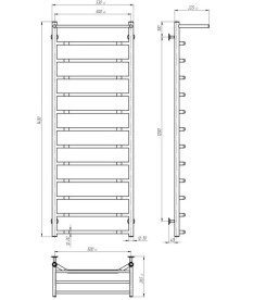 Электрический полотенцесушитель Deffi Трапеция с полкой П13 500х1400 левое подключение черный C.TP.140.50.13.E.B.L.5