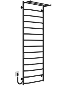 Электрический полотенцесушитель Deffi Трапеция с полкой П15 500х1500 левое подключение JD03 черный C.TP.150.50.15.E.B.L.1