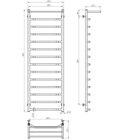 Электрический полотенцесушитель Deffi Трапеция с полкой П15 500х1500 правое подключение JD03 черный C.TP.150.50.15.E.B.R.1