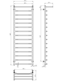Електрична сушарка для рушників Deffi Трапеція з полицею П15 500х1600 ліве підключення WD03 білий C.TP.160.50.15.E.W.L.3
