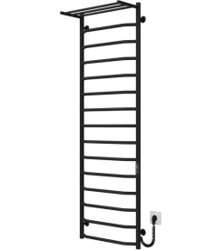 Електрична сушарка для рушників Deffi Трапеція з полицею П15 500х1600 праве підключення JD03 чорний C.TP.160.50.15.E.B.R.1