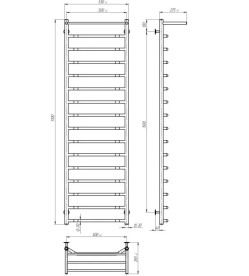 Електрична сушарка для рушників Deffi Трапеція з полицею П16 500х1700 праве підключення білий C.TP.170.50.16.E.W.R.5
