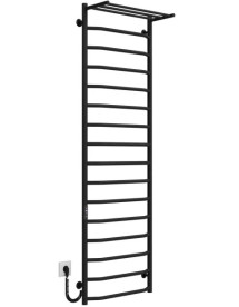 Электрический полотенцесушитель Deffi Трапеция с полкой П16 500х1700 левое подключение JD03 черный C.TP.170.50.16.E.B.L.1