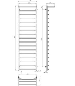 Електрична сушарка для рушників Deffi Трапеція з полицею П17 500х1800 ліве підключення хром C.TP.180.50.17.E.C.L.5