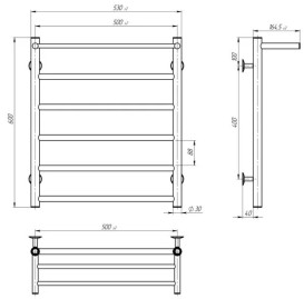 Электрический полотенцесушитель Deffi Терма П6 500х600 левое подключение черный C.TE.60.50.6.E.B.L.5
