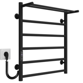 Электрический полотенцесушитель Deffi Терма П6 500х600 левое подключение JD03 черный C.TE.60.50.6.E.B.L.1
