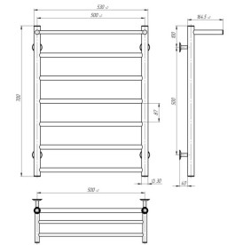Электрический полотенцесушитель Deffi Терма П7 500х700 левое подключение белый C.TE.70.50.7.E.W.L.5
