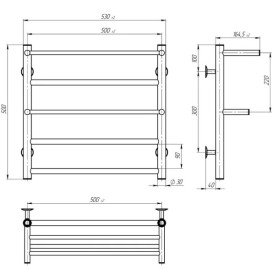 Электрический полотенцесушитель Deffi Терма Плюс П5 500х500 правое подключение JD03 хром C.TA.50.50.5.E.C.R.1