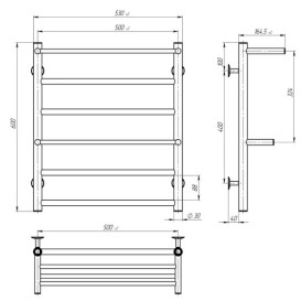 Электрический полотенцесушитель Deffi Терма Плюс П6 500х600 левое подключение хром C.TA.60.50.6.E.C.L.5