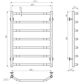 Электрический полотенцесушитель Deffi Трапеция П7 500х700 левое подключение EF16 белый D.TR.70.50.7.E.W.L.5