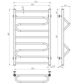 Електрична сушарка для рушників Deffi Вілла 500х800 ліве підключення JD03 чорний C.VP.80.50.E.B.L.1