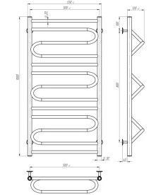 Електрична сушарка для рушників Deffi Вілла 500х1000 праве підключення JD03 чорний C.VP.100.50.E.B.R.1