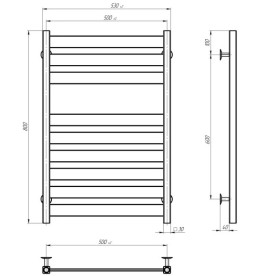 Электрический полотенцесушитель Deffi Victoria П9 500х800 правое подключение WD04 белый A.VI.80.50.9.E.W.R.4