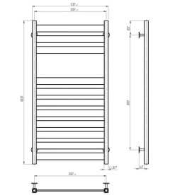Електрична сушарка для рушників Deffi Victoria П11 500х1000 ліве підключення JD04 чорний A.VI.100.50.11.E.B.L.2