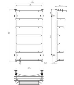 Электрический полотенцесушитель Deffi Юность П7 400х800 правое подключение хром C.YU.80.40.7.E.C.R.5