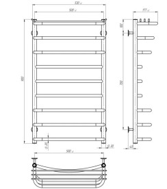 Електрична сушарка для рушників Deffi Юність П9 500х900 ліве підключення хром C.YU.90.50.9.E.C.L.5