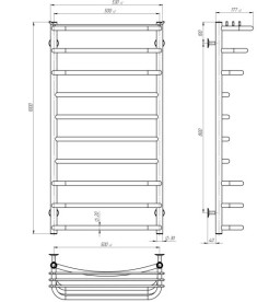 Электрический полотенцесушитель Deffi Юность П10 500х1000 правое подключение JD03 хром C.YU.100.50.10.E.C.R.1