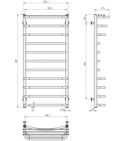 Электрический полотенцесушитель Deffi Юность П11 500х1100 левое подключение JD03 черный C.YU.110.50.11.E.B.L.1