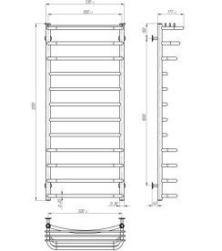Электрический полотенцесушитель Deffi Юность П12 500х1200 правое подключение JD03 черный C.YU.120.50.12.E.B.R.1