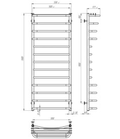 Электрический полотенцесушитель Deffi Юность П13 500х1300 левое подключение JD03 черный C.YU.130.50.13.E.B.L.1