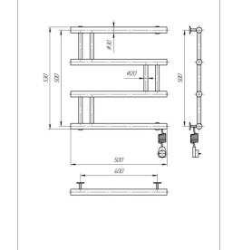 Электрический полотенцесушитель Deffi Змейка Люкс 500х500 левое подключение хром C.ZL.50.50.E.C.L.5