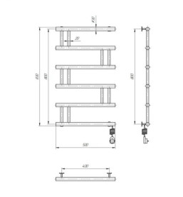 Электрический полотенцесушитель Deffi Змейка Люкс 500х800 левое подключение хром C.ZL.80.50.E.C.L.5