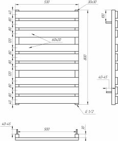 Електричний сушка для рушників Genesis-Aqua Alpina 80х53 см чорний GA-4104