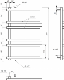 Електричний сушка для рушників Genesis-Aqua Enzo 80х53 см чорний GA-4404
