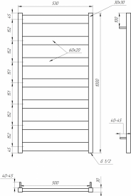Электрический полотенцесушитель Genesis-Aqua Bull 100х53 см нержавеющая сталь белый GA-30052